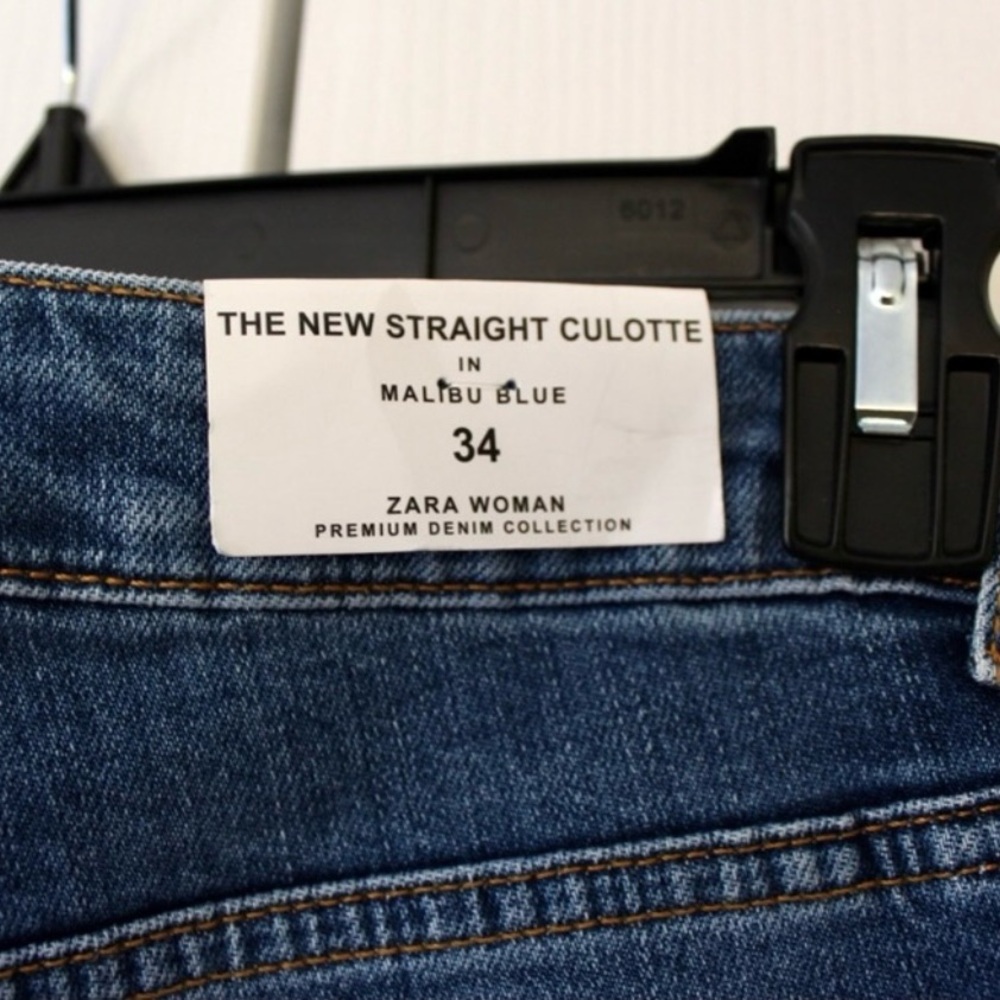 NWOT Zara Premium Denim Collection Culottes in Malibu Blue - Picture 2 of 4